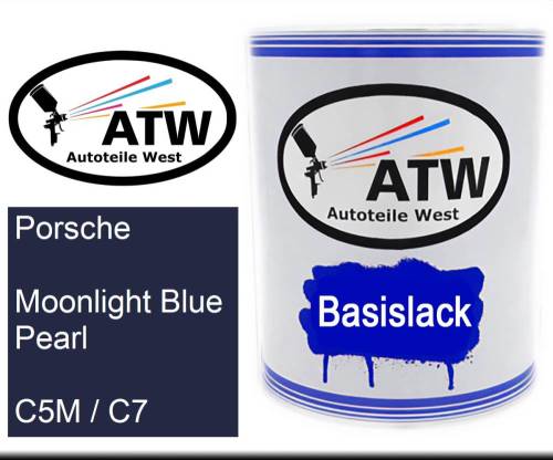 Porsche, Moonlight Blue Pearl, C5M / C7: 1L Lackdose, von ATW Autoteile West.